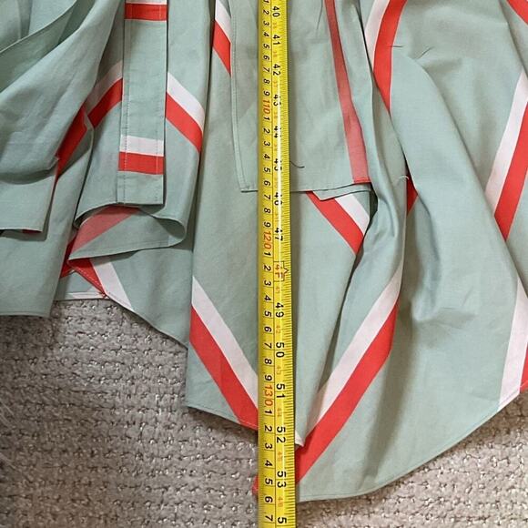 Tanya Taylor Azaria Striped Button-Front Midi Shirt Dress Size 4 Green Orange - Picture 8 of 9